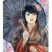 Japanese Girl in a Cherry Blossom Garden – Original Oil Painting by Marina Stognieva